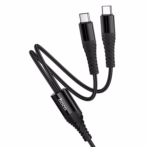Кабель 2-в-1 USB C to USB C+C Hoco 1 м X123 чёрный