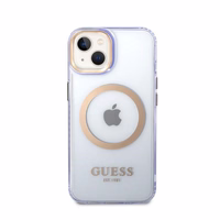 Guess GUHMP14SHTCMU iPhone 14 6.1" lilla/lilla hard ümbris kuldne Outline Translucent MagSafe