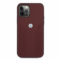 BMW Leather Curve perforeeritud ümbris iPhone 12 / iPhone 12 Pro jaoks - punane