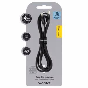 Blavec Candy braided кабель - Type C на Lightning - PD 20W 2,4A 3 метра Apple CarPlay (CCA-CL24B30) черный