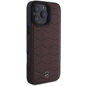 Mercedes MB Waves Leather Ümbris jaoks iPhone 16 Pro Max - punane