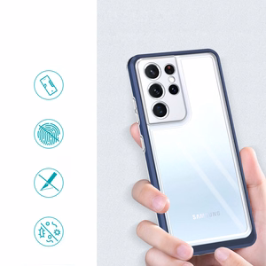 Clear 3in1 ümbris jaoks Samsung Galaxy S23 Ultra silicone cover with frame sinine