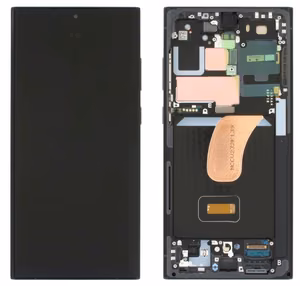 LCD screen Samsung S918 S23 Ultra 5G koos touch screen ja frame Graphite/Punane original (assembled service pack)