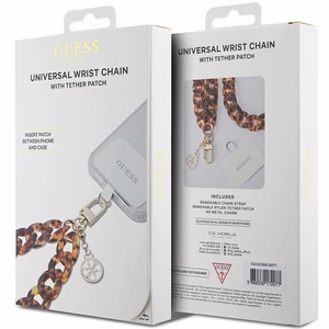 Guess cord GUOUCBMC4MT brown-kuldne HDSP PU Saffiano Chain Strap 4G Charm