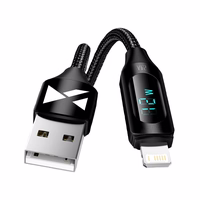 USB-A Kaabel - Lightning Wozinsky WUALC2 with LED Display 2.4A 2m - must