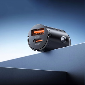Orico MiniRing 30W USB-A + USB-C autolaadija - must