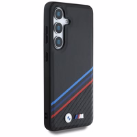 Original Ümbris BMW Leather Tricolor Crossing Stripes MagSafe jaoks Samsung Galaxy S25 must