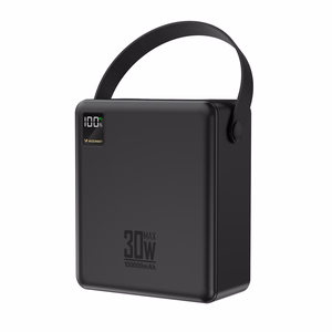 Wozinsky W8-B 100000mAh 30W akupank, 2xUSB-A, 2xUSB-C, taskulambiga, must