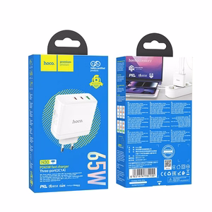 Phone Laadija Hoco 2 x USB C + USB A GaN QC PD 65W N30 valge