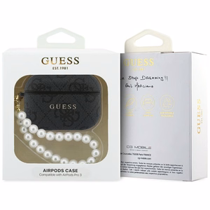 Чехол Guess 4G Pearl Strap для AirPods Pro 3 чёрный
