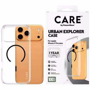 CARE by PanzerGlass Flagship Urban Explorer Ümbris w. Must MagSafe jaoks iPhone 17 Pro Max - Läbipaistev