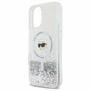Karl Lagerfeld Liquid Glitter Karl Head Magsafe Ümbris jaoks iPhone 16 Plus - Clear