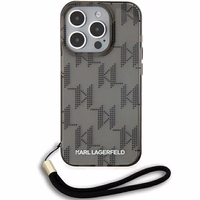 Karl Lagerfeld IML Mono KL Pattern & Cord ümbris jaoks iPhone 15 Pro Max - must