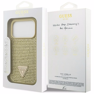 Guess Rhinestone Triangle Logo iPhone 17 Pro Ümbris - Kuldne
