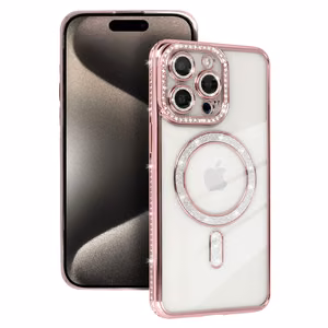 Bling Magsafe Ümbris jaoks Iphone 15 Pro roosa