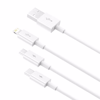 Cable Baseus Superior from USB to microUSB+Lightning+Type-C 3.5A 1.5m valge CAMLTYS-02