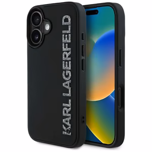 Karl Lagerfeld HC 3D Rubber Elongated Glitter iPhone 16 Ümbris - must