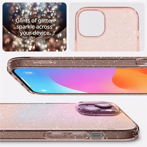 Spigen Liquid Crystal Glitter iPhone 15 Plus Ümbris - roosa/Clear