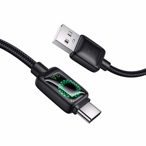 Cable with LCD USB A to USB C Hoco 3A 1,2 m U146 black