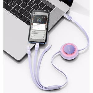 BASEUS kaabel 3in1 Type C to Micro USB / Lightning / Type C PD QC4.0 3,5A 100W CAMJ010205 1,1 m lilla