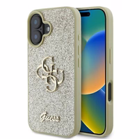 GUESS ümbris jaoks IPHONE 16 Plus GUHCP16MHG4SGD (Fixed Glitter Big 4G) kuldne