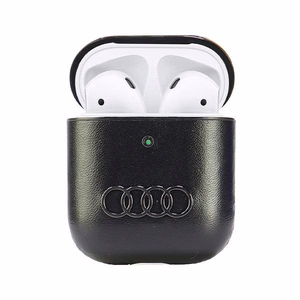Audi Leather Big Logo Ümbris jaoks AirPods 1 / 2 - must
