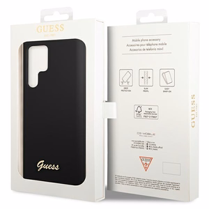 Guess GUHCS23LSLSMK S23 Ultra S918 must/must hardcase Silicone Vintage kuldne Logo