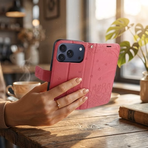 MEZZO Book чехол для iPhone 17 Pro Max кошки красный