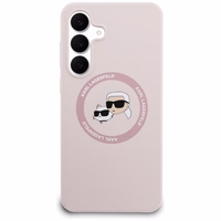 Karl Lagerfeld Silicone Karl & Choupette Heads MagSafe Ümbris jaoks Samsung Galaxy S25 FE - roosa
