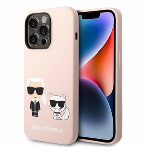 Karl Lagerfeld KLHMP14LSSKCI iPhone 14 Pro 6.1" жёсткий чехол светло-розовый/светло-розовый Silicone Karl & Choupette MagSafe