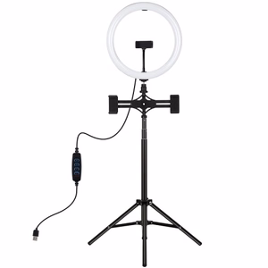 LED Ring Lamp 30cm koos Desktop Tripod Mount Up to 165cm ja 3 Phone Clamps, USB