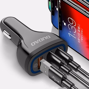 Autolaadija Dudao R7S QC3.0 Quick Charge 18W must (pordid: 3xUSB)