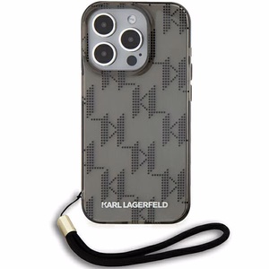 Чехол Karl Lagerfeld IML Mono KL Pattern & Cord для iPhone 15 Pro Max - чёрный