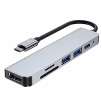 HUB Tech-Protect V4 6in1 USB-C - USB-A 3.0 / USB-A 2.0 / USB-C / HDMI / micro SD / TF / SD card reader - hall