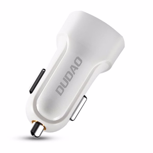 Dudao car kit charger 2x USB 2.4A + cable USB 3in1 Lightning / Type C / micro USB cable valge (R7 valge)