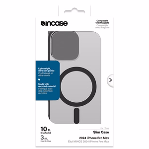 Incase Slim Case MagSafe'i toega ümbris iPhone 16 Pro Maxile, must ja poolläbipaistev