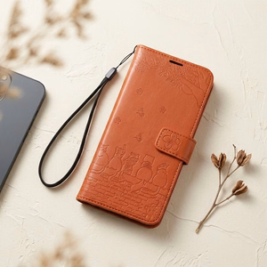 Чехол-книжка Mezzo для Redmi Note 15 Pro Plus 5G с котами коричневый