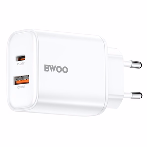 BWOO CDA207 PD 36W wall laadija 1x USB-A + USB-C port valge