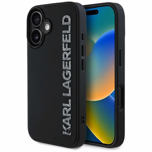 Karl Lagerfeld HC 3D Rubber Elongated Glitter iPhone 16 Ümbris - must