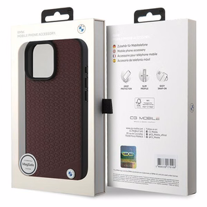 BMW Sign Leather Diamond Metal Logo MagSafe Ümbris jaoks iPhone 16 Pro Max - punane