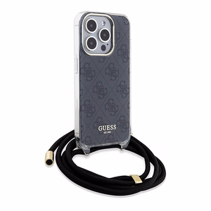 Guess Crossbody Cord 4G Print ümbris jaoks iPhone 15 Pro - must