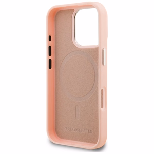 Karl Lagerfeld initsiaalide ja metalllogo MagSafe ümbris iPhone 16 Pro Max - roosa