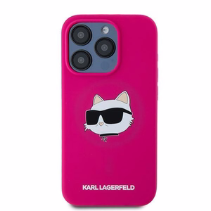 Силиконовый чехол Karl Lagerfeld Choupette Head MagSafe для iPhone 15 Pro Max - розовый