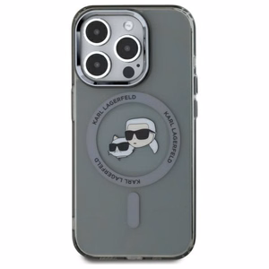 Karl Lagerfeld KLHMP15XHLSKCK Чехол iPhone 15 Pro Max 6.7" чёрный/чёрный IML металлические головы Karl&Choupette MagSafe