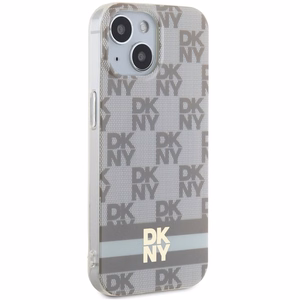 DKNY IML Checkered Mono Pattern & Printed Stripes MagSafe Ümbris jaoks iPhone 15 Plus / 14 Plus - Beige