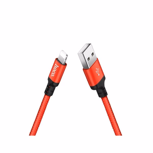 Кабель USB A to Lightning Hoco 1 м 4 чёрно-красный