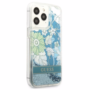 Guess GUHCP13XLFLSN iPhone 13 Pro Max 6.7" зелёный/зелёный жёсткий чехол Flower Liquid Glitter