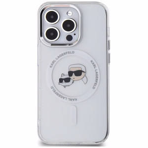 Karl Lagerfeld IML Metal Karl & Choupette Head MagSafe iPhone 14 Pro Ümbris - valge