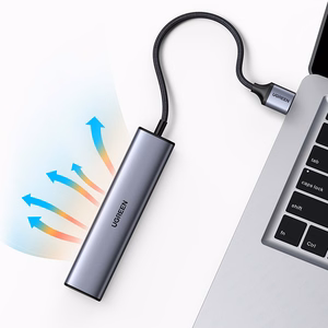 Ugreen CM475 multifunktsionaalne jaotur USB 3.0 - 3x USB / Ethernet RJ-45 / USB Type-C PD - hall