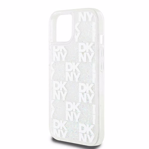 DKNY Liquid Glitter Multilogo ümbris jaoks iPhone 15 / 14 / 13 - valge